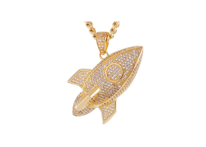 14 KT Gold Plated Rocket Emoji Pendant